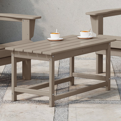 WestinTrends Malibu Outdoor Poly Coffee Table, 35.25 x 17.5 Inch, Weathered Wood