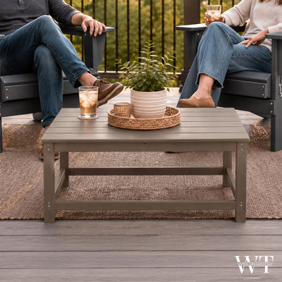 WestinTrends Malibu Outdoor Poly Coffee Table, 35.25 x 17.5 Inch, Weathered Wood