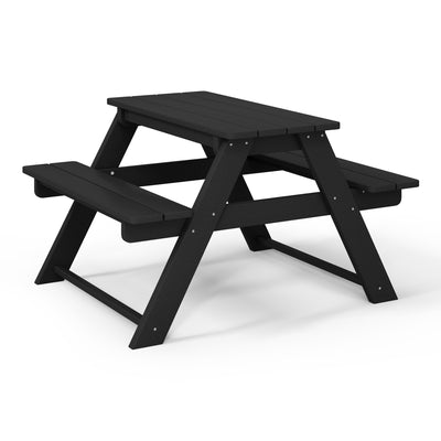 WestinTrends Malibu Indoor/Outdoor Patio HDPE Picnic Bench Table for Kids, Black