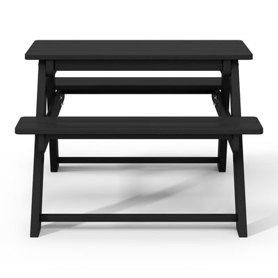 WestinTrends Malibu Indoor/Outdoor Patio HDPE Picnic Bench Table for Kids, Black