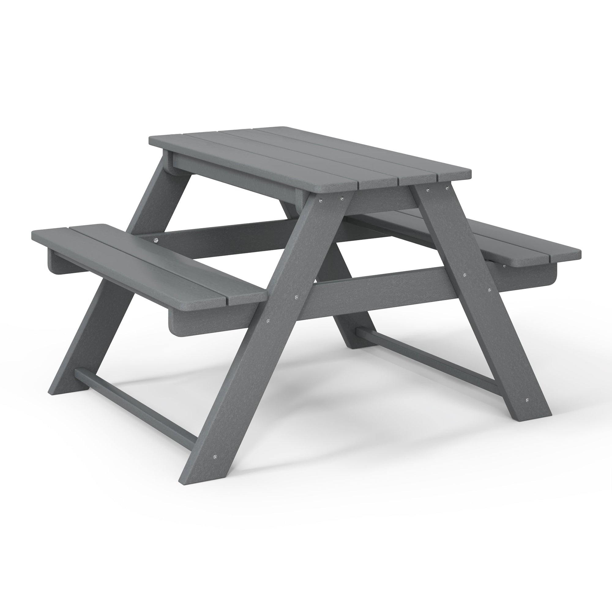 WestinTrends Malibu Indoor/Outdoor Patio HDPE Picnic Bench Table for Kids, Gray