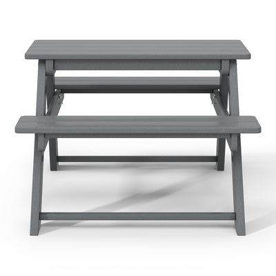 WestinTrends Malibu Indoor/Outdoor Patio HDPE Picnic Bench Table for Kids, Gray