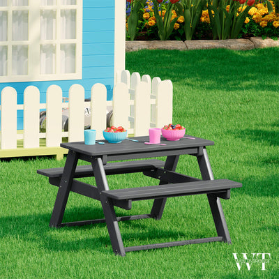 WestinTrends Malibu Indoor/Outdoor Patio HDPE Picnic Bench Table for Kids, Gray