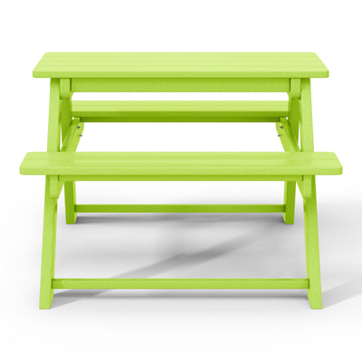 WestinTrends Malibu Indoor/Outdoor Patio HDPE Picnic Bench Table for Kids, Lime
