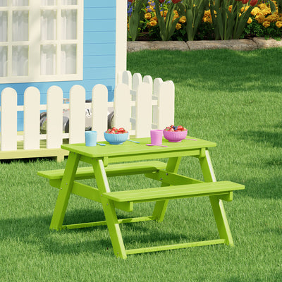 WestinTrends Malibu Indoor/Outdoor Patio HDPE Picnic Bench Table for Kids, Lime