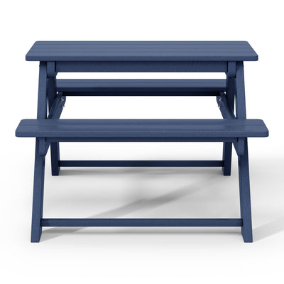 WestinTrends Malibu Outdoor Patio HDPE Picnic Bench Table for Kids, Navy Blue