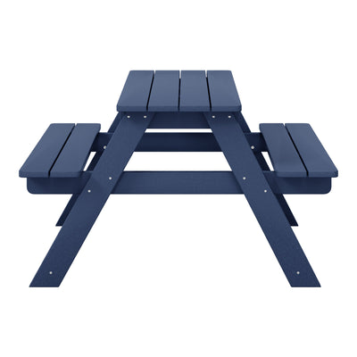 WestinTrends Malibu Outdoor Patio HDPE Picnic Bench Table for Kids, Navy Blue