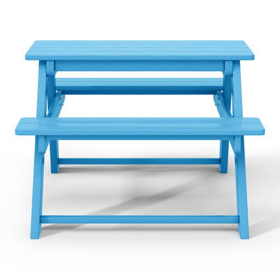 WestinTrends Malibu Outdoor Patio HDPE Picnic Bench Table for Kids, Pacific Blue