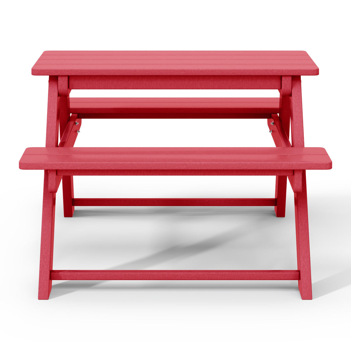 WestinTrends Malibu Indoor/Outdoor Patio HDPE Picnic Bench Table for Kids, Red