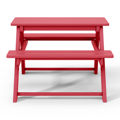 WestinTrends Malibu Indoor/Outdoor Patio HDPE Picnic Bench Table for Kids, Red