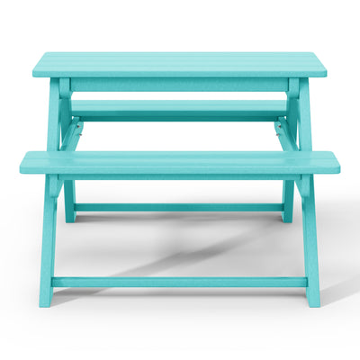 WestinTrends Malibu Indoor/Outdoor HDPE Picnic Bench Table for Kids, Turquoise