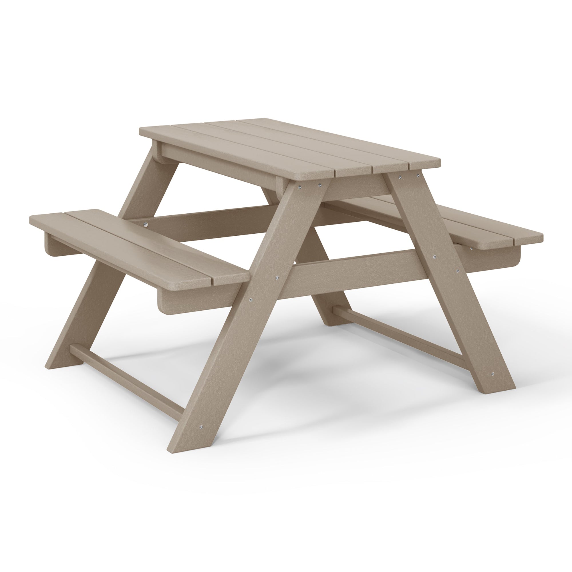 WestinTrends Malibu Outdoor Picnic Bench Table for Kids, HDPE, Weathered Wood