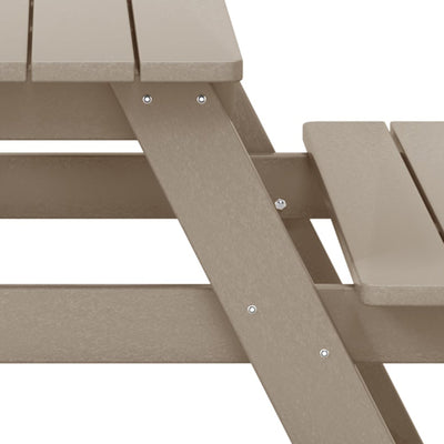 WestinTrends Malibu Outdoor Picnic Bench Table for Kids, HDPE, Weathered Wood