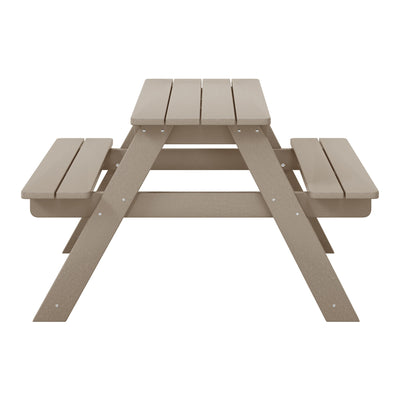 WestinTrends Malibu Outdoor Picnic Bench Table for Kids, HDPE, Weathered Wood