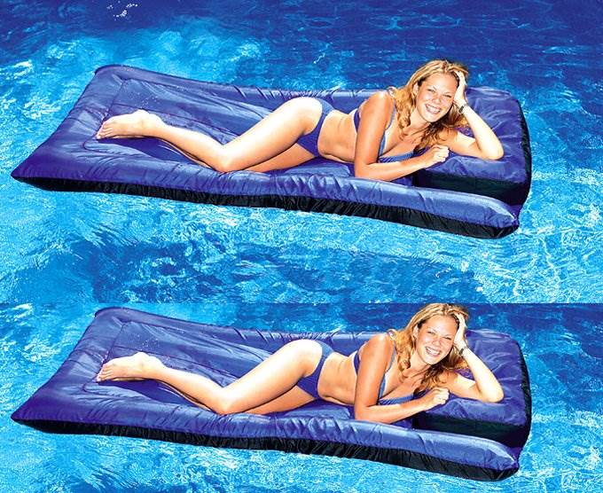 2 Swimline 9057 Swimming Pool Inflatable Fabric Covered Air Mattresses Oversized - VMInnovations