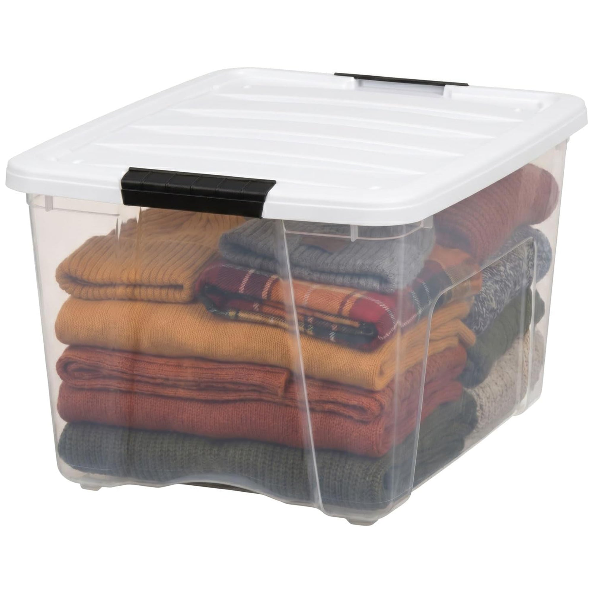 IRIS USA 12-Pack 40 Quart Stackable Storage Bins with Lids, Clear/White