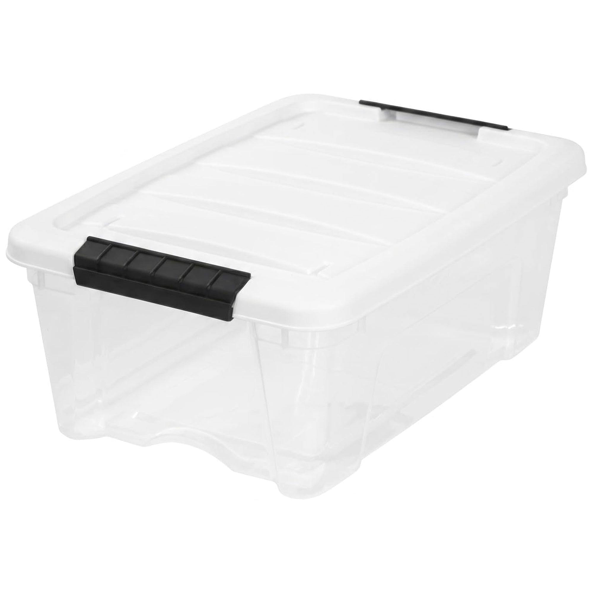 IRIS USA Stackable 13 Qt Storage Organizer Bins with Lids, Clear/White, 12-Pack