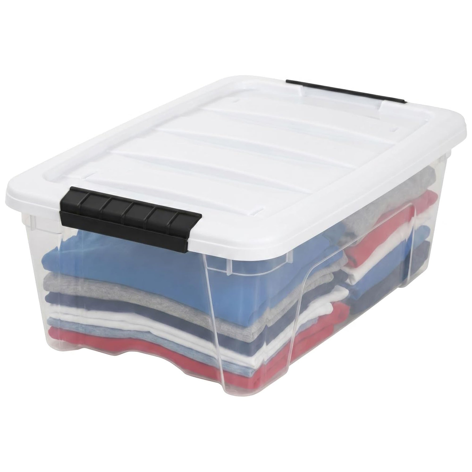 IRIS USA Stackable 13 Qt Storage Organizer Bins with Lids, Clear/White, 12-Pack