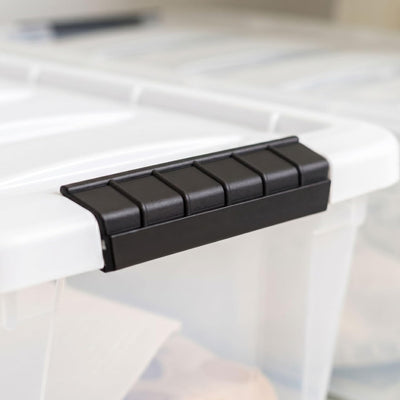 IRIS USA Stackable 13 Qt Storage Organizer Bins with Lids, Clear/White, 12-Pack