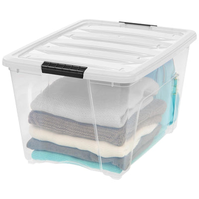 IRIS USA 6-Pk 54 Quart Stackable Storage Bins with Lids, Clear/White (Open Box)