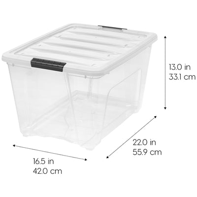 IRIS USA 6-Pk 54 Quart Stackable Storage Bins with Lids, Clear/White (Open Box)