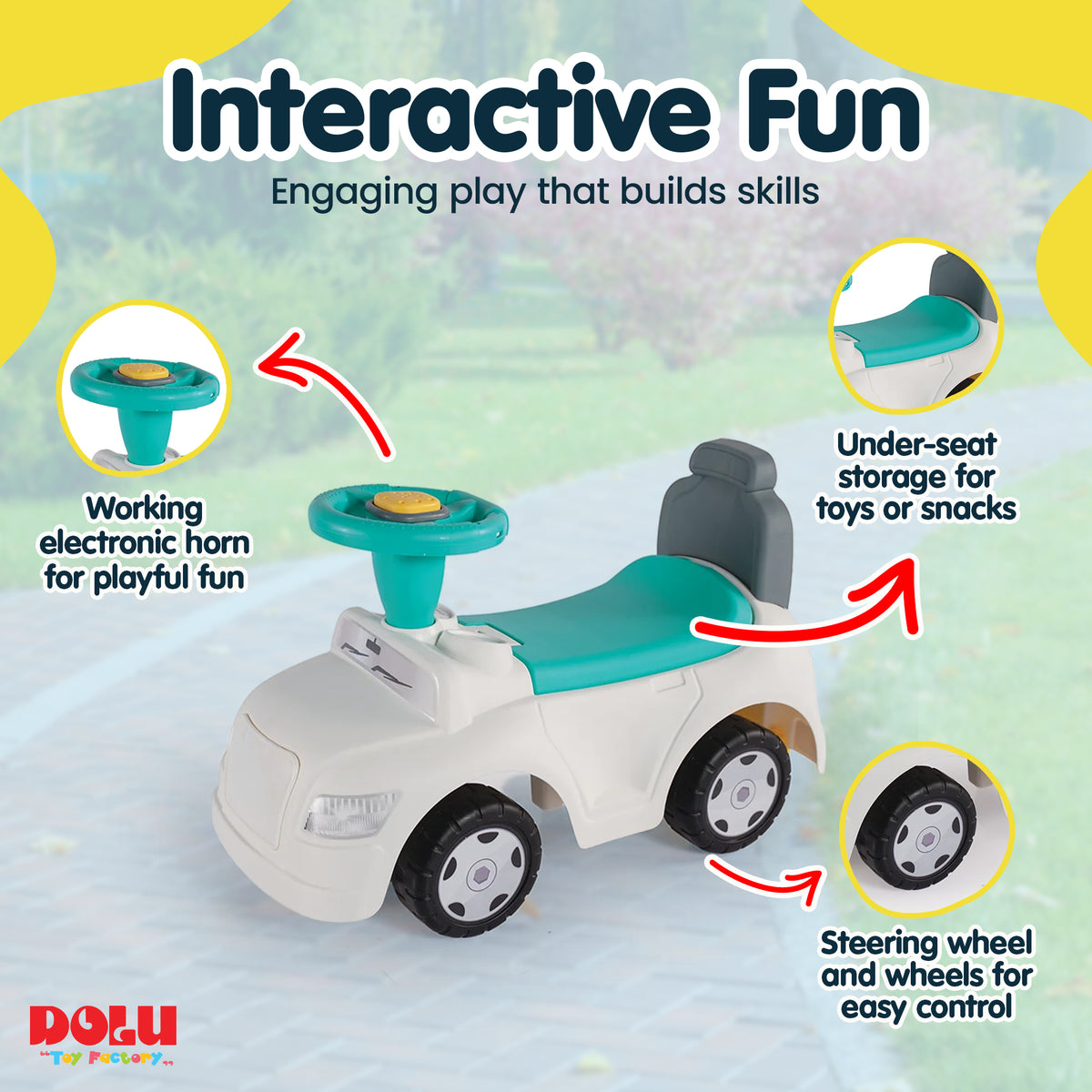 DOLU 2-in-1 Ride On Step Car with Working Horn for Toddlers 12 Months and Up