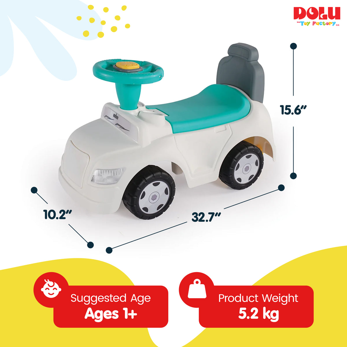 DOLU 2-in-1 Ride On Step Car with Working Horn for Toddlers 12 Months and Up