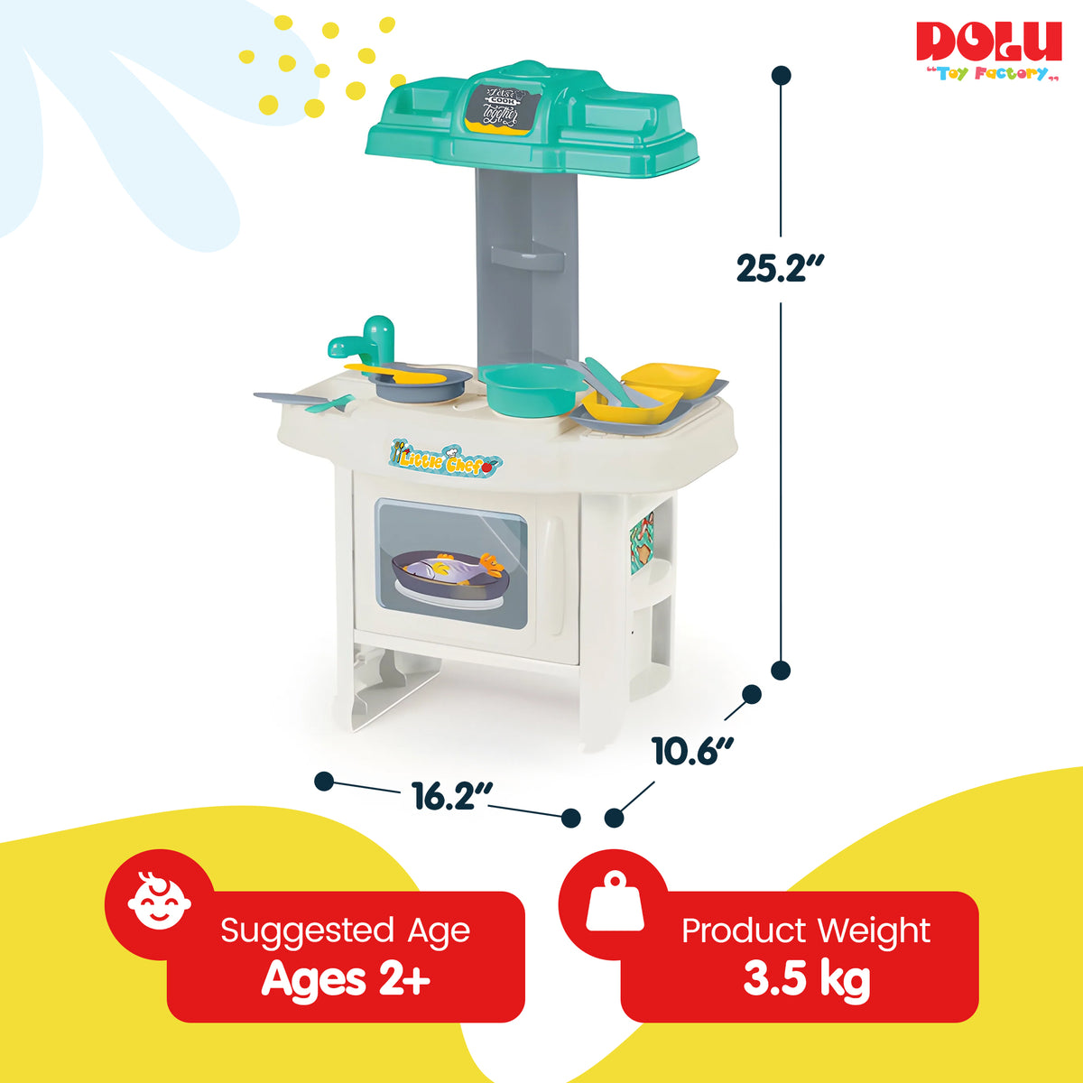 DOLU Complete Kitchen Interactive Toy Playset for Kids Ages 24 Months and Up
