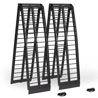 Titan Ramps 10 Ft Folding ATV Loading Ramp Arched Aluminum Design, Black, 2 Pack