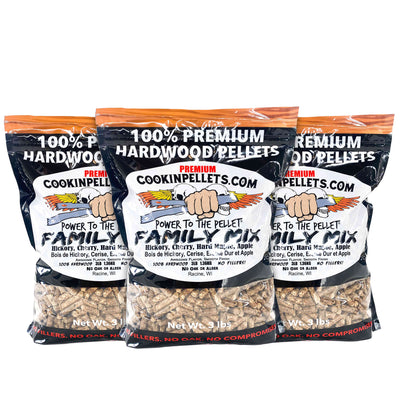 CookinPellets Family Mix Wood Pellets for Indoor/Outdoor Smokers, 3Lbs, 3 Pack