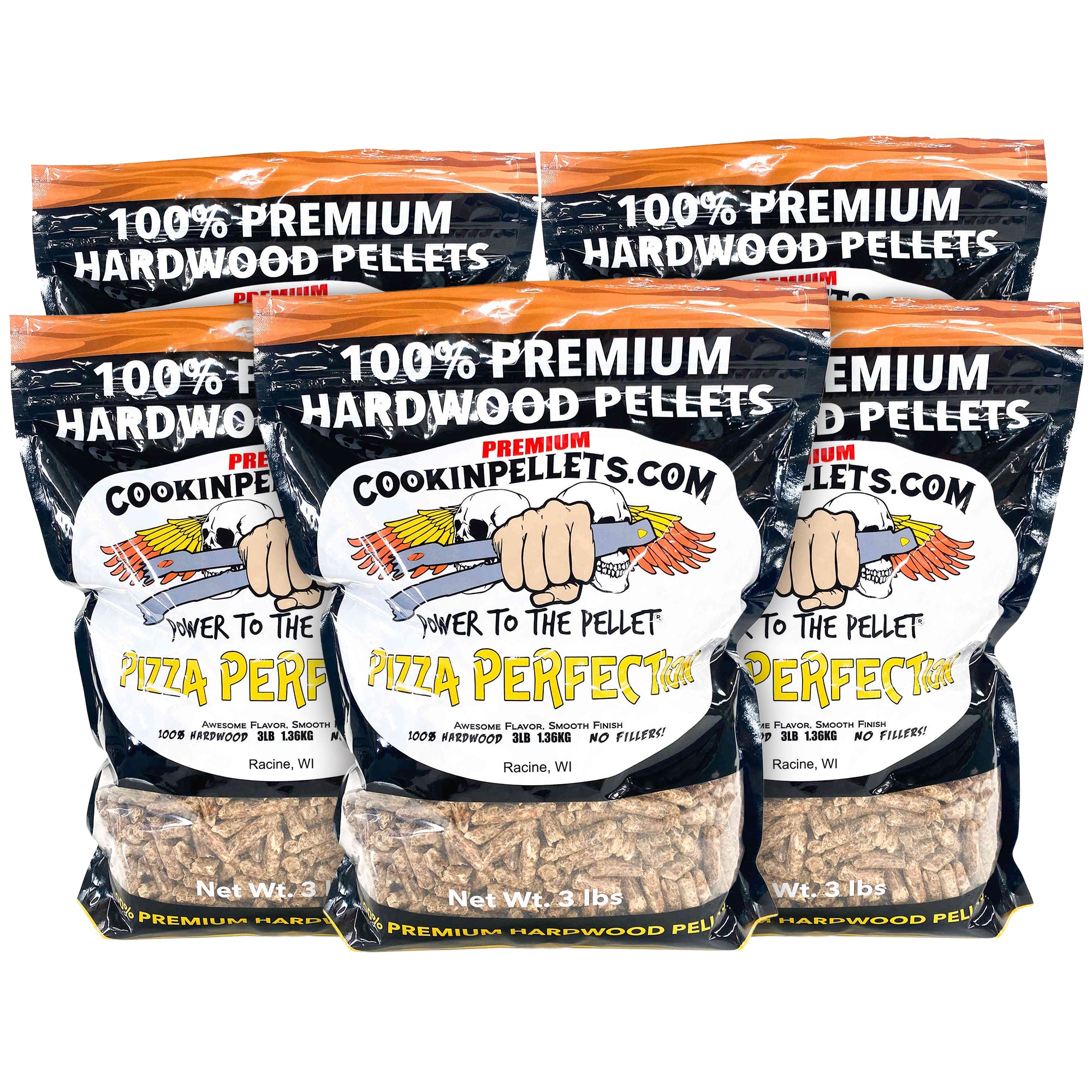 CookinPellets Pizza Perfection Wood Pellets, Indoor Outdoor Smoker, 3Lbs, 5 Pack - VMInnovations