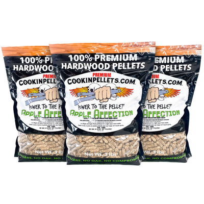 CookinPellets Apple Affection Wood Pellets, Indoor  Outdoor Smoker, 3 lb, 3 Pack