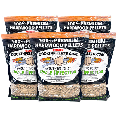 CookinPellets Apple Affection Wood Pellets, Indoor  Outdoor Smoker, 3 lb, 5 Pack