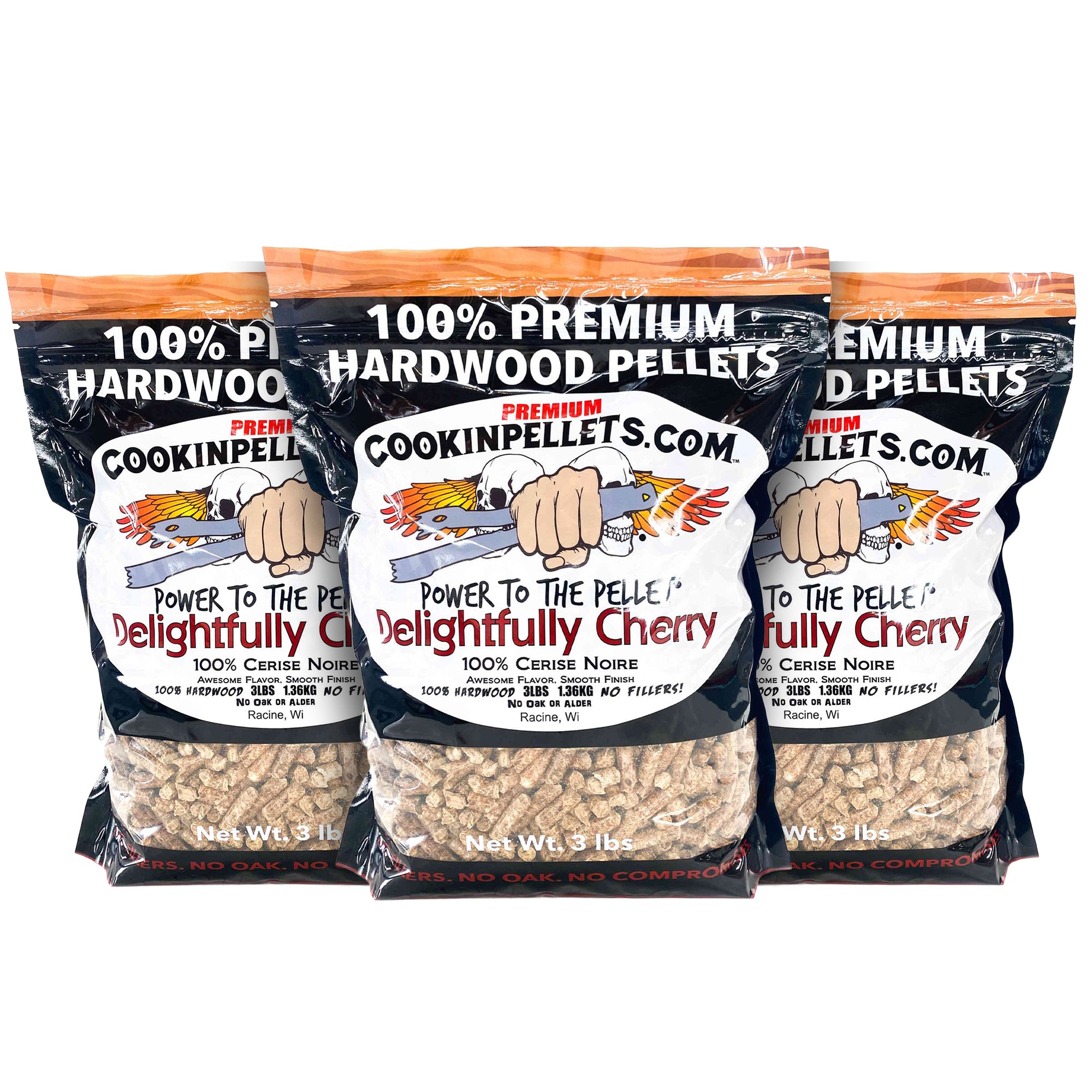 CookinPellets Delightful Cherry Wood Pellets, Indoor Outdoor Smoker, 3lb, 3 Pack - VMInnovations