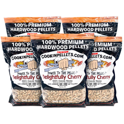 CookinPellets Delightful Cherry Wood Pellets, Indoor Outdoor Smoker, 3lb, 5 Pack