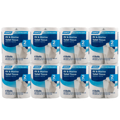 Camco 1-Ply Toilet Paper, 32 Rolls, 500 Flushable Biodegradable Tissue Sheets