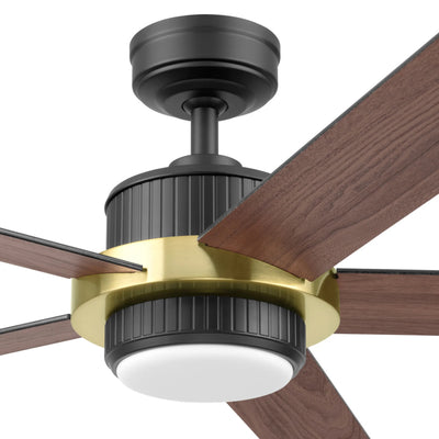 Mule Bravar 52-Inch Ceiling Fan with LED Light and Remote Control, Black/Gold