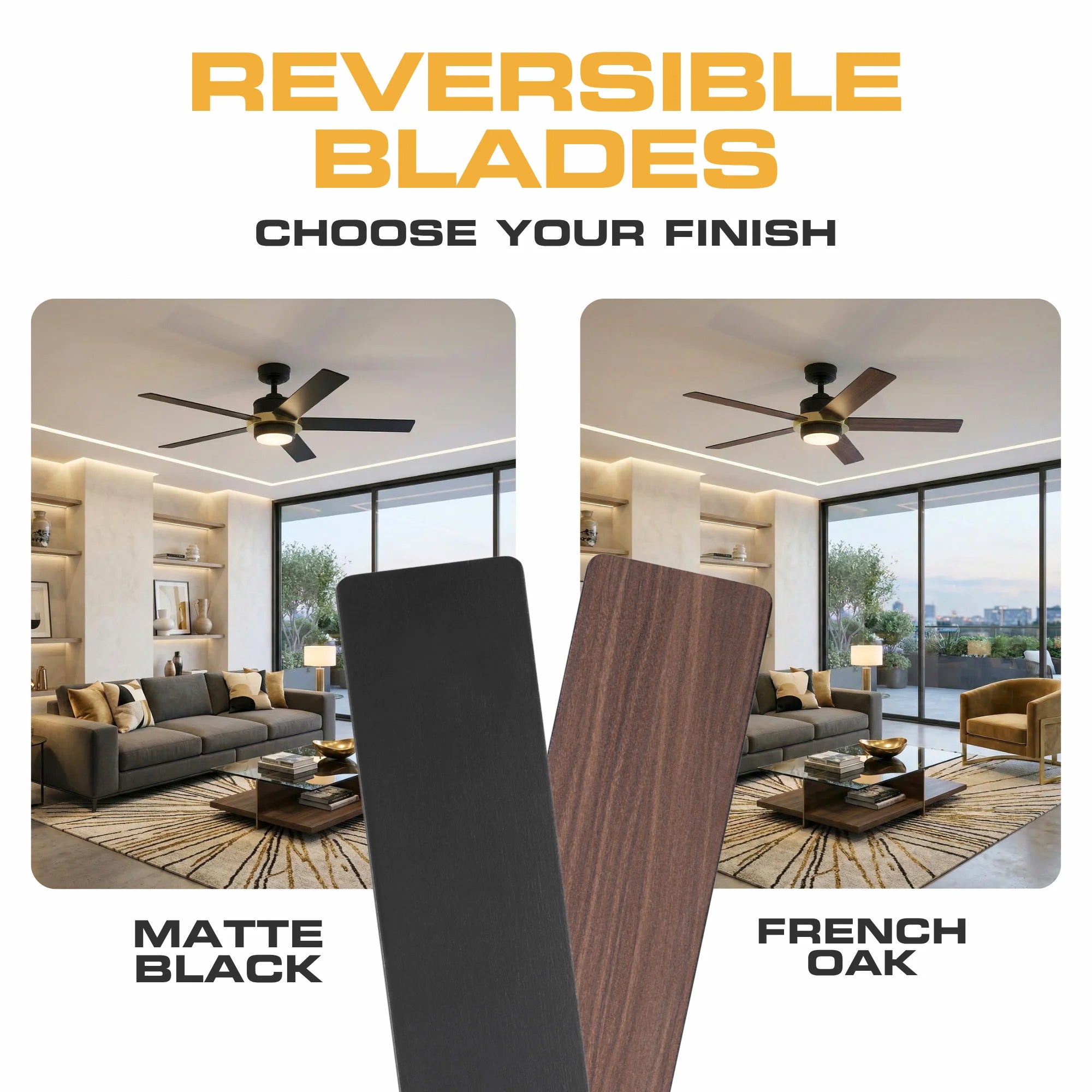 Mule Bravar 52-Inch Ceiling Fan with LED Light and Remote Control, Black/Gold