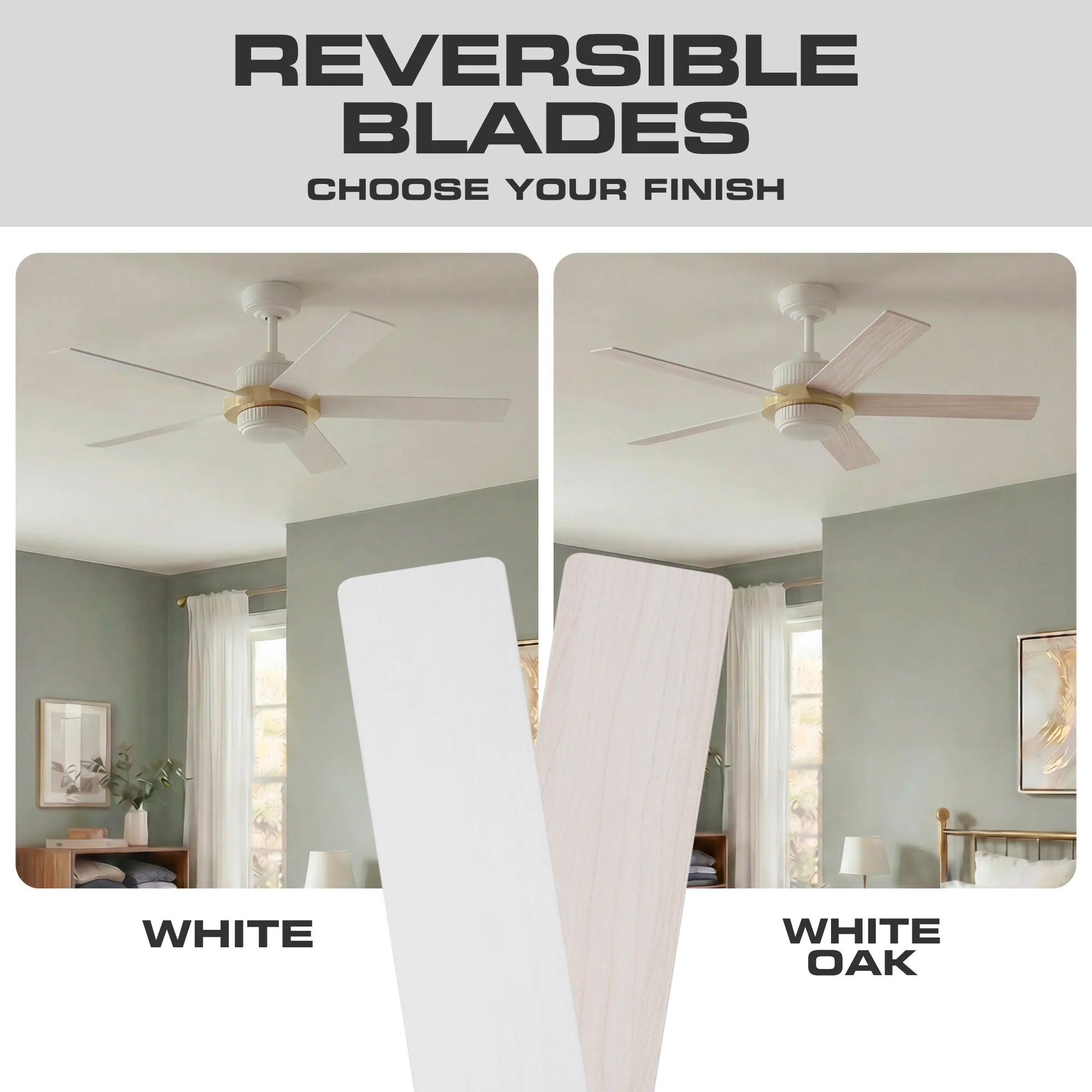Mule Bravar 52-Inch Ceiling Fan with LED Light and Remote Control, White/Gold