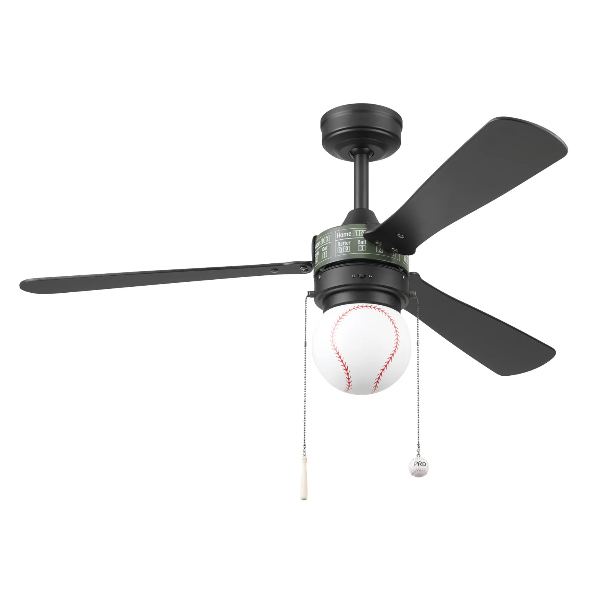 Prominence Home Grand Slam 48-Inch Ceiling Fan with LED Light, Matte Black