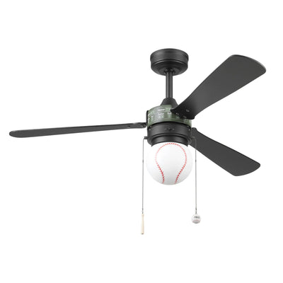 Prominence Home Grand Slam 48-Inch Ceiling Fan with LED Light, Matte Black