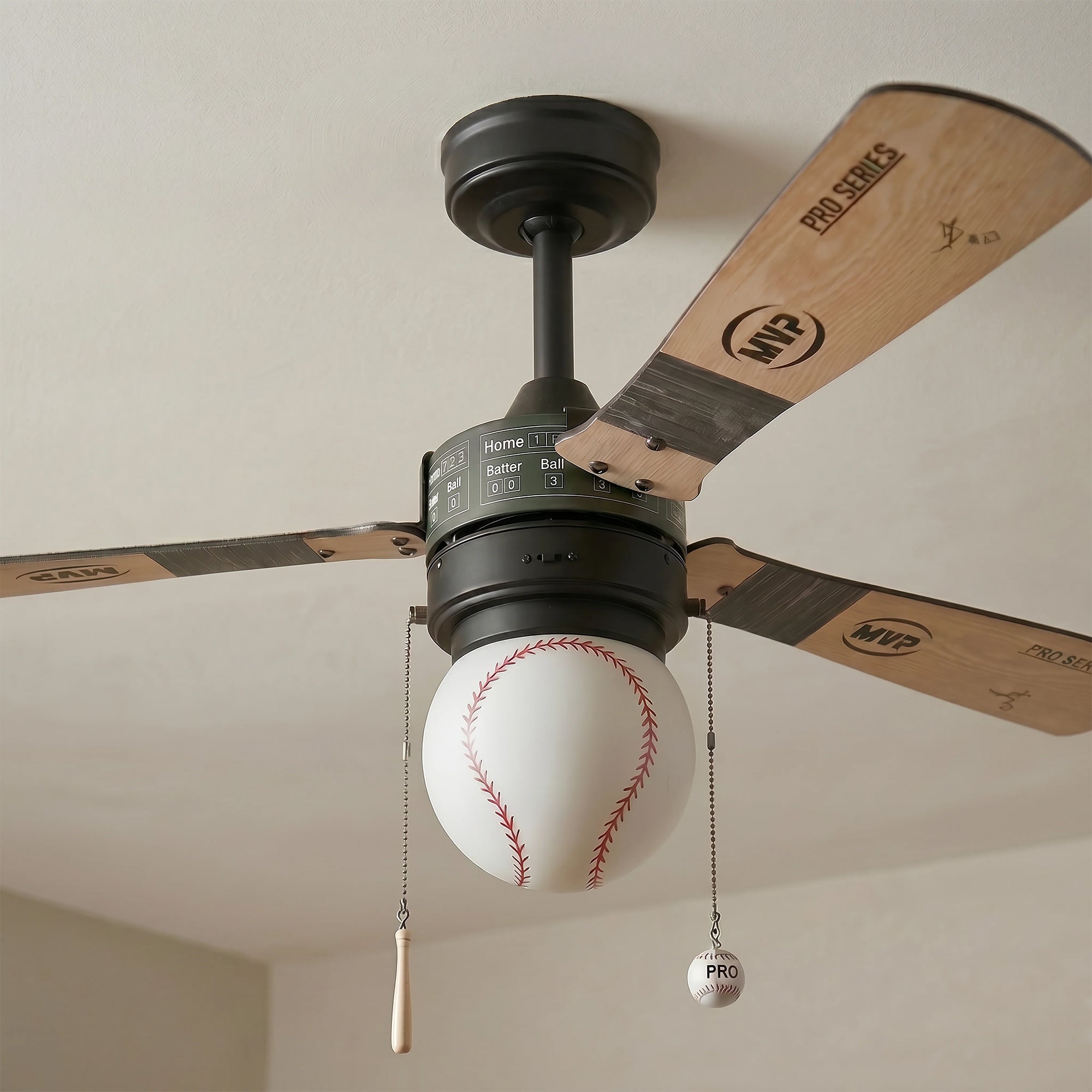 Prominence Home Grand Slam 48-Inch Ceiling Fan with LED Light, Matte Black