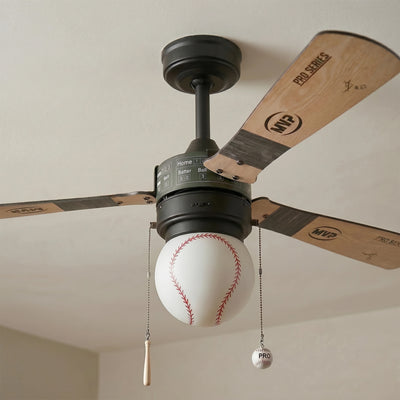 Prominence Home Grand Slam 48-Inch Ceiling Fan with LED Light, Matte Black