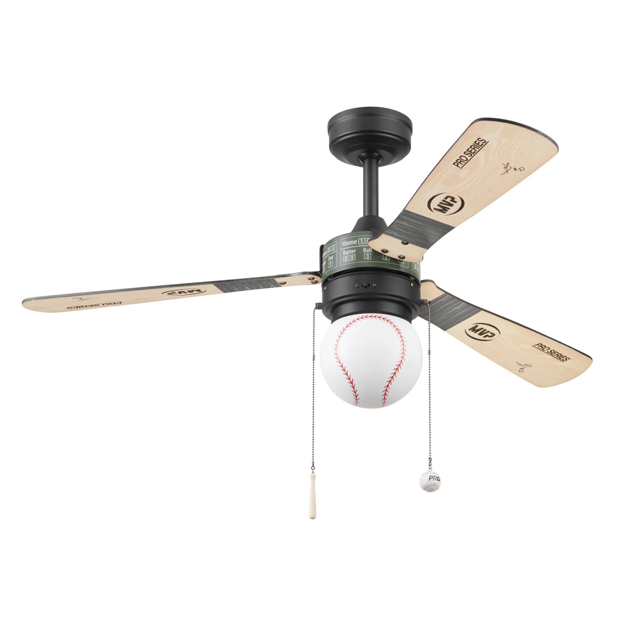 Prominence Home Grand Slam 48-Inch Ceiling Fan with LED Light, Matte Black