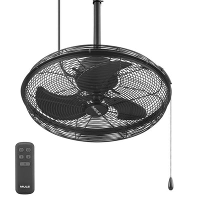 Mule 20 Inch Swag Plug-In Ceiling Fan with Pull Chain and Remote, Matte Black