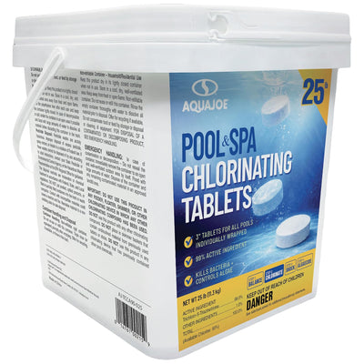 Aqua Joe Pool and Spa Chlorinating Tablets, 3-Inch, 90% Chlorine, 25 Lb Bucket