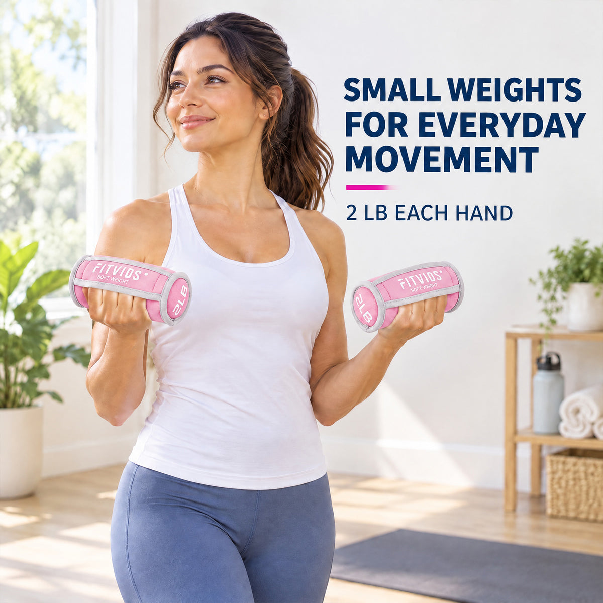 Fitvids 12 lb Soft Dumbbell Weights Set, 1/2/3 lb Pairs with Straps for Training - VMInnovations