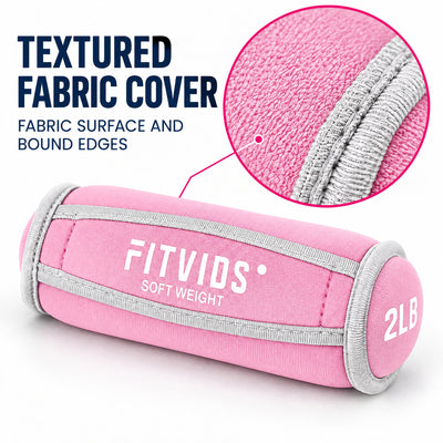 Fitvids 12 lb Soft Dumbbell Weights Set, 1/2/3 lb Pairs with Straps for Training - VMInnovations