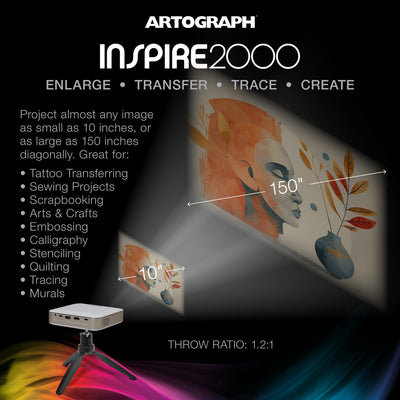 Artograph Inspire 2000 Digital Art Projector, Full HD 1080P, Built-In Art Grids