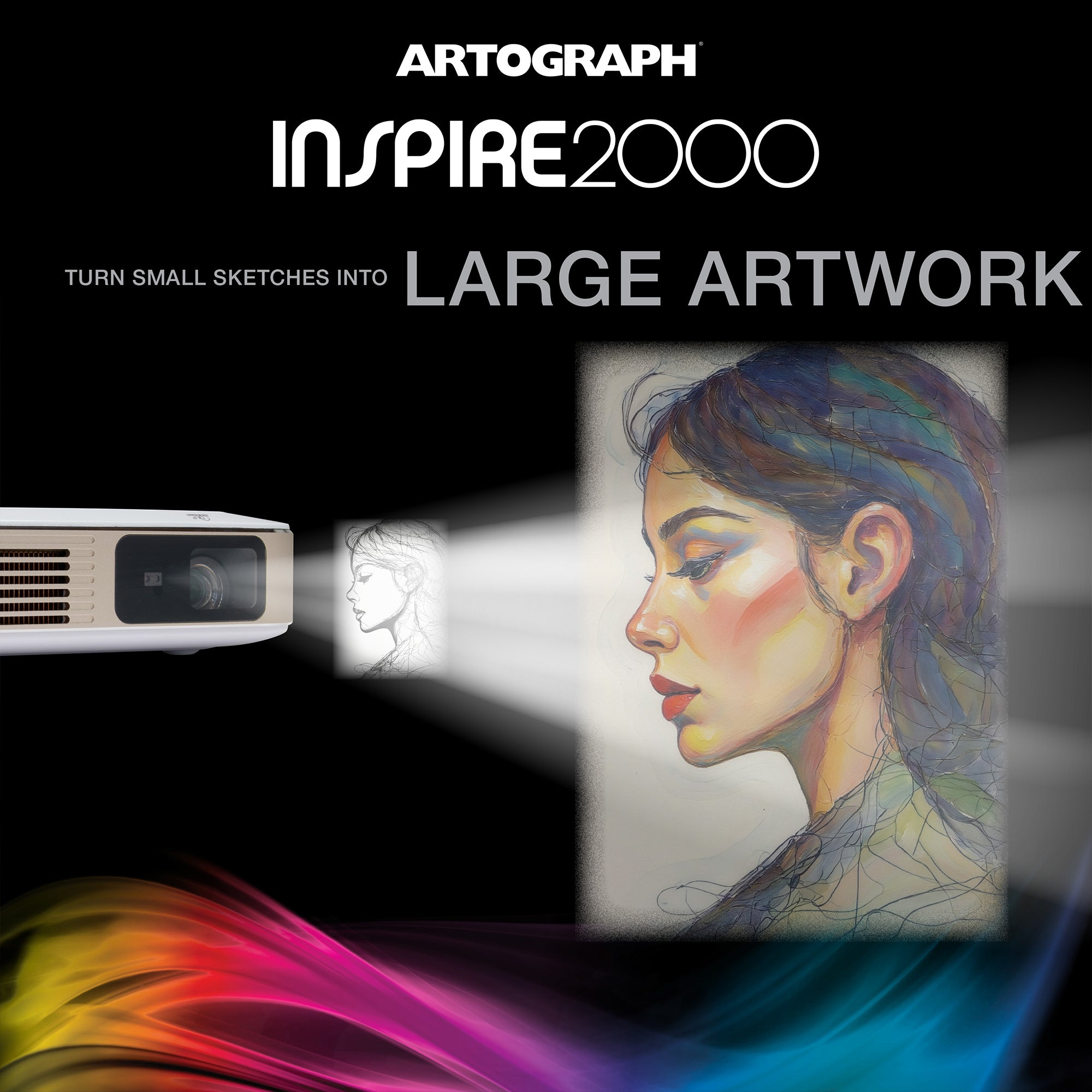 Artograph Inspire 2000 Digital Art Projector, Full HD 1080P, Built-In Art Grids
